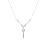 Asfour Crystal V Chain Necklace With Emerald Zircon Stone In 925 Sterling Silver-ND0451